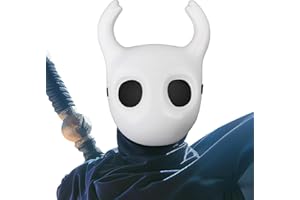 Lanmachoice White Knight Mask with Round Horns Cosplay Costume pvc Mask for Halloween & Game-Inspired Looks