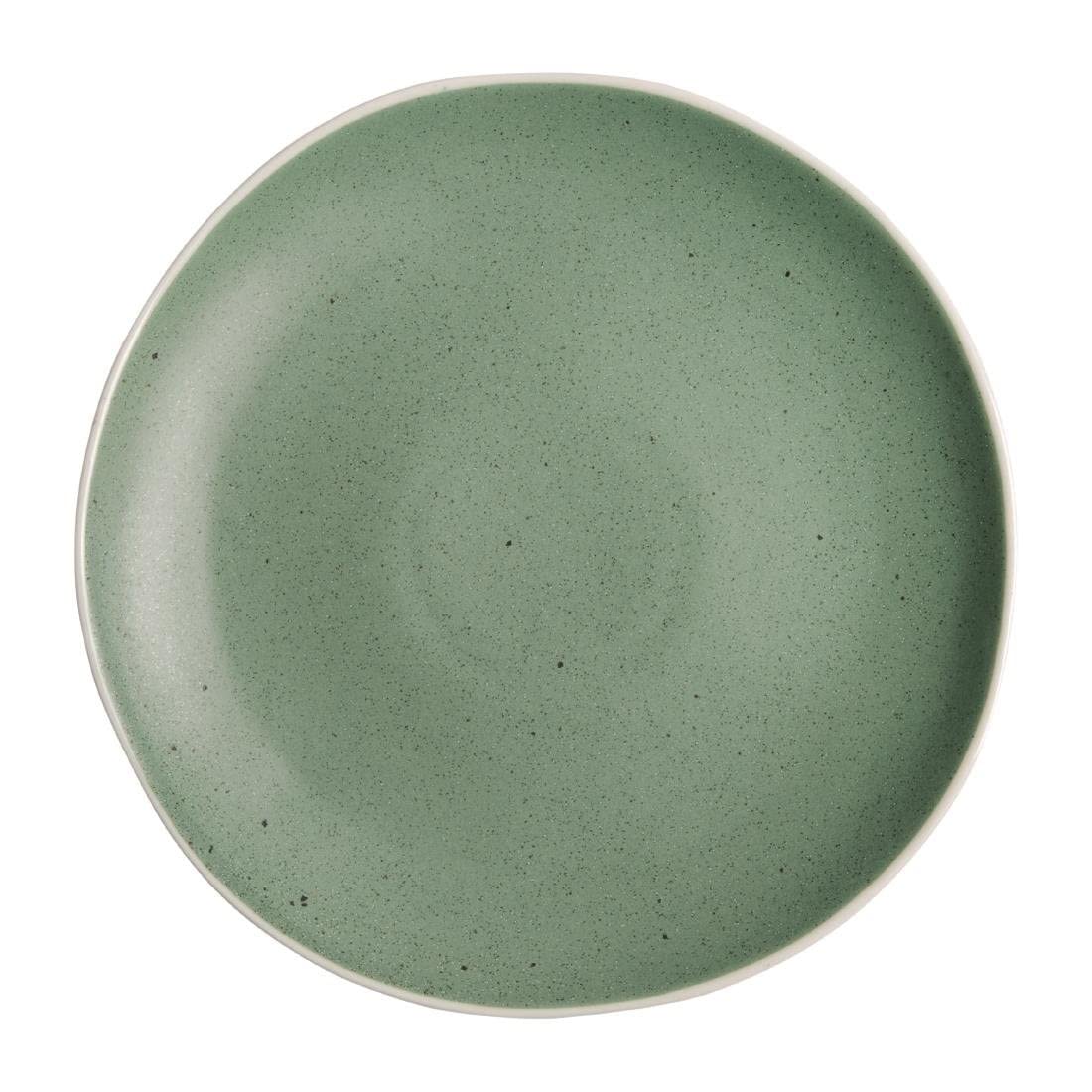 Olympia Chia Plates in Green - Porcelain - Uneven Edge - 270(пїЅ) mm - 6 pc