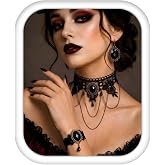 Halloween Gothic Victorian Pirate Vampire Choker Necklace Costume Jewelry | Gothic Victorian Lace Vampire Accessories Jewelry for Women Adjustable Fit Witch Pirate Steampunk Costume Cosplay