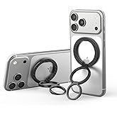 Nillkin FiberSnap Magnetic Phone Grip Ring Stand Holder, Removable Magsafe Phone Holder with Expanding Grip and Adapter Ring,360 Adjustable Kickstand Compatible with iPhone 17,16 Pro 15,14,13 (Black)