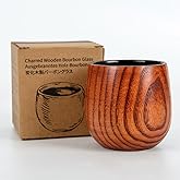 Naturoom Handcrafted Charred Wood Whiskey Glass – Natural Uncoated Bourbon Cup 3.5" | Enhance Aroma & Flavor | Unique Artisan Gift for Whiskey Lovers (Charred)