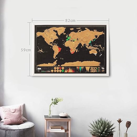 nero | 82x 60cm CEINTER Mappa del mondo di Grattare di Rame e Materiale di Stagno Muro Poster Regalo Perfetto per i Viaggiatori
