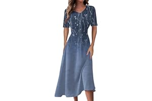 Kenvina Dresses for Women 2024 Boho A-Line Short Sleeve Floral Print Sundresses Causal Wrap V Neck Maxi Dress Spring Summer