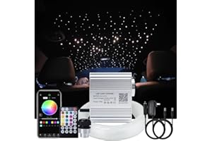AKEPO 10W RGBW Fiber Optic Lights kit Twinkle+APP Control+Music Effect Star Ceiling Sky Light Kit for Car & Home, Optical Fib