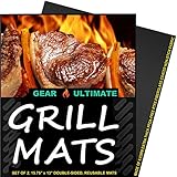 BBQ Grill Mat: Lifetime Guarantee, 2 Highest Quality Non-Stick PFOA-Free Reusable Extra Thick BBQ Grill & Baking Mats, Perfect for Gas, Charcoal, Electric Grills, with Bonus Grill Mastery Recipe Ebook
