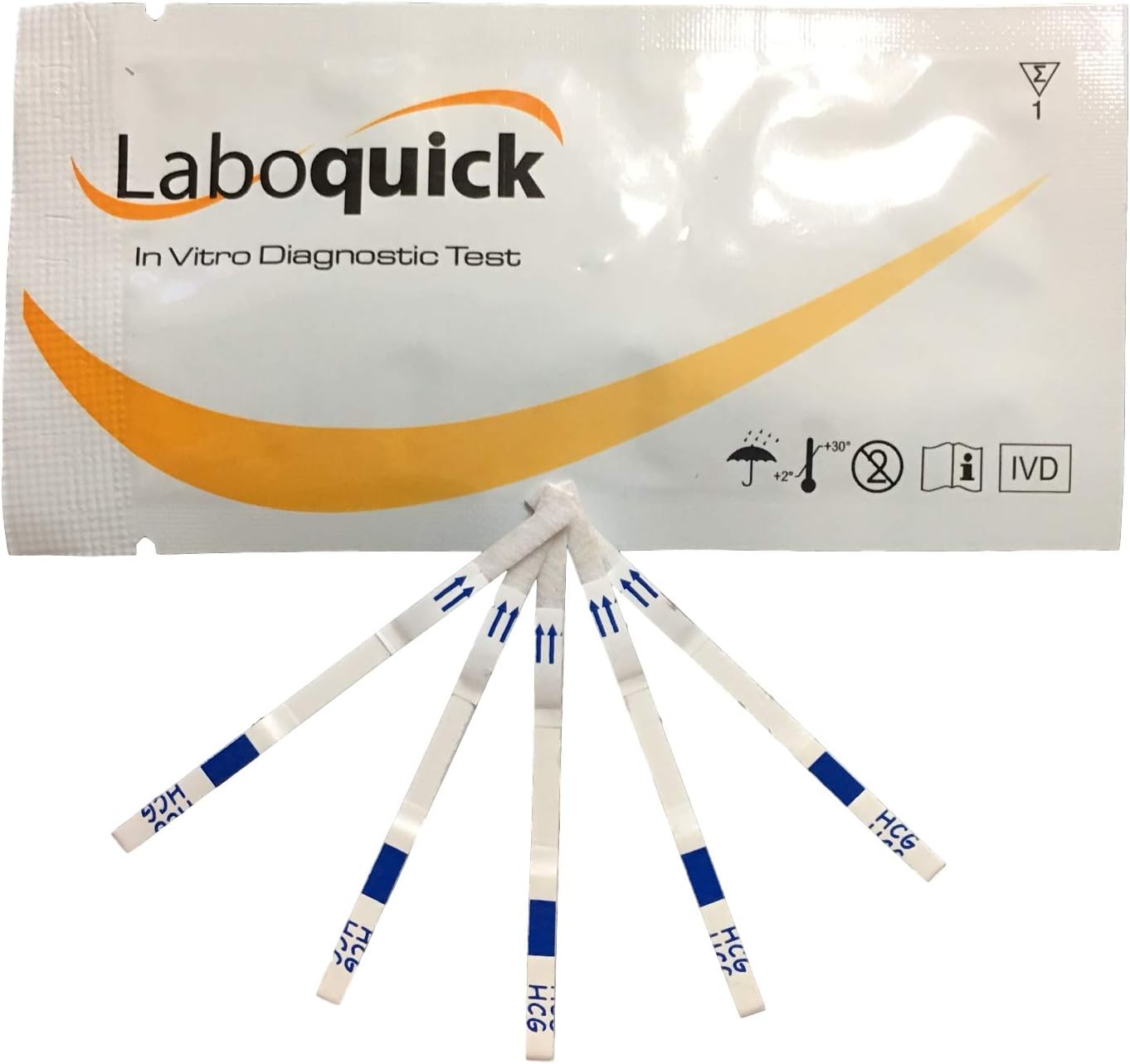 LABOQUICK 20 x Wide Width Pregnancy Test Strips 20mIU Sensitive (Up to 7 Days Detection) - Cheap Early Hcg in Urine Detection Sticks 5 Strips Multipack
