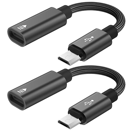 USB C to Micro USB Adapter, KUXIYAN (2 Pack) Type C Female to Micro USB  Male Charger Connector Support Charge Sync Compatible with Samsung Galaxy  S7