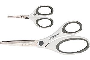 SINGER Sewing Scissors Set – 8.5-Inch Fabric Scissors & 4-Inch Mini Detail Scissors, Grey & White Comfort Grip