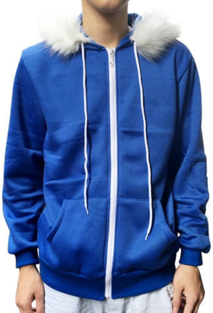 blue hooded jacket