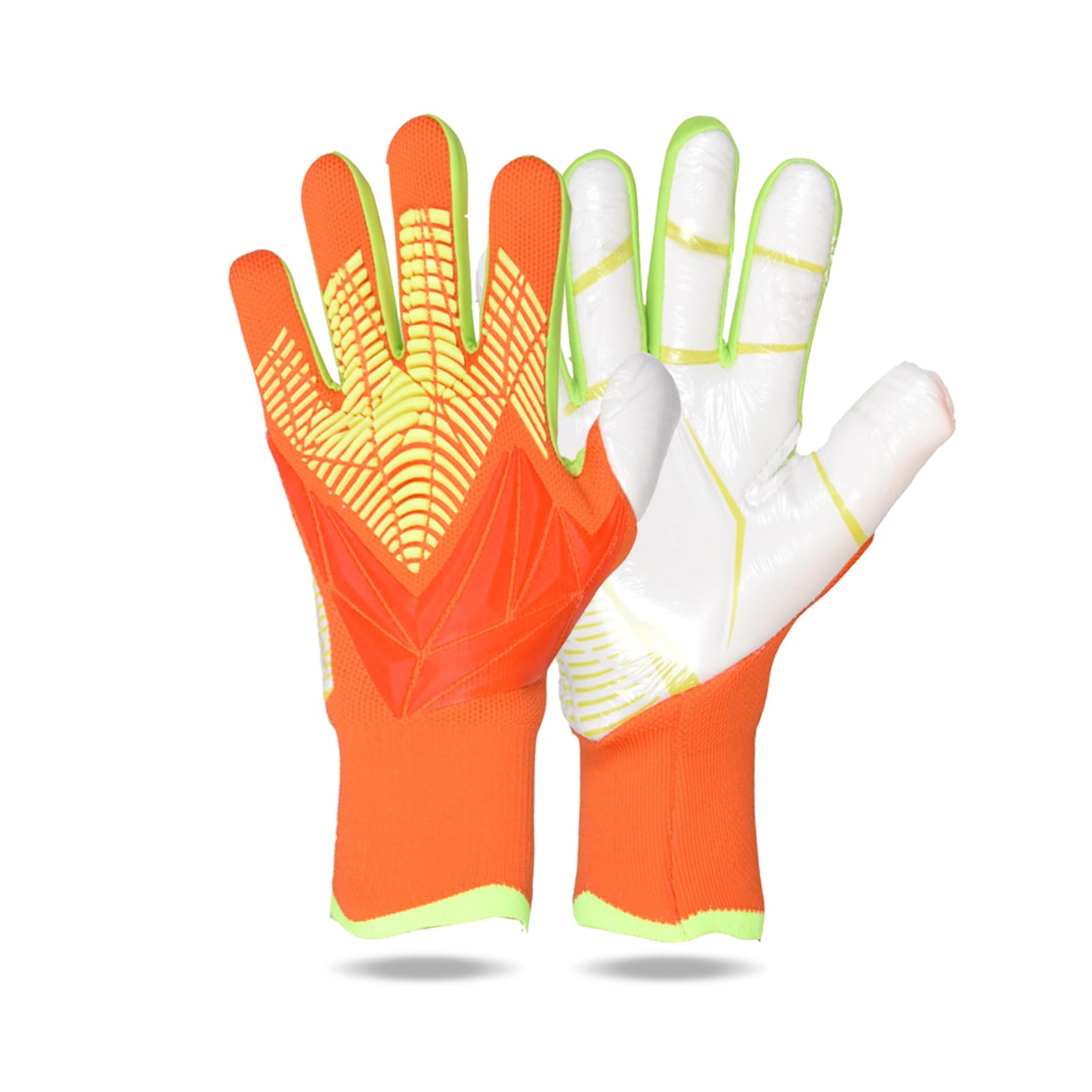 OLYSPM Goalkeeper Gloves Kids Football Gloves Goalie Gloves with Non-slip Latex Palm,Kids Goalkeeper Gloves with Breathable,Abrasion-resistant,Super Grip,Size 6/7/8/9/10, ORANGE, (OL-6FC018)