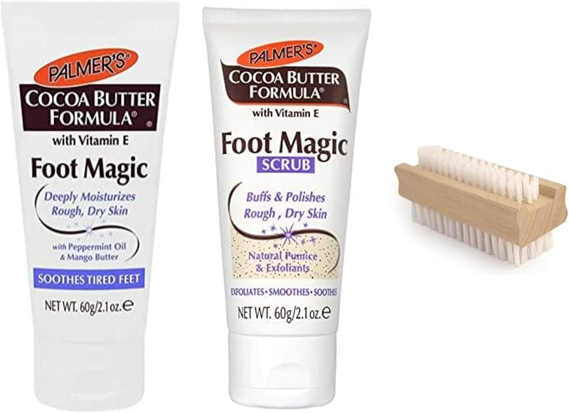 Palmers Foot Magic Cocoa Butter Set 60g Scrub & Cream Nail Brush