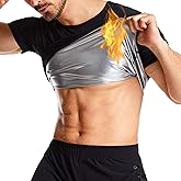 Nano Hertz Sauna Sweat Suit Weight Loss Shapewear Top Shirt Waist Vest Trainer Workout Exercise Fitness Gym Short Sleeves Men