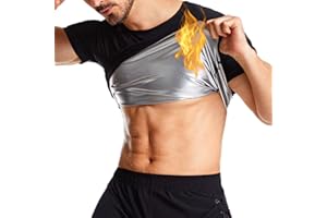 NANOHERTZ Sauna Sweat Suit Weight Loss Shapewear Top Shirt Waist Vest Trainer Workout Exercise Fitness Gym Short Sleeves Men