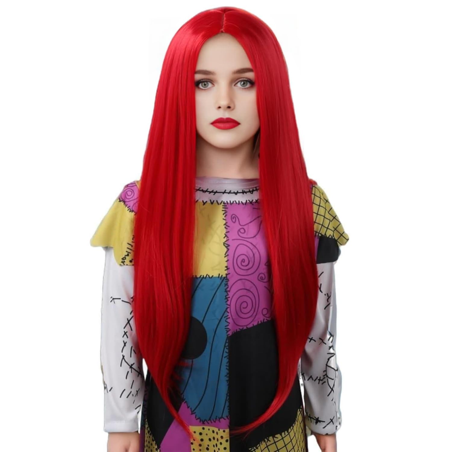 PORSMEER Long Red Straight Wigs for Women Natural Silky Synthetic Hair Wig Heat Resistant Fibers for Everyday or Halloween Cosplay — image 1