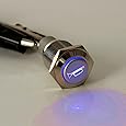 ESUPPORT 12V Car Auto Blue LED Light Momentary Speaker Horn Push Button Metal Toggle Switch 19mm
