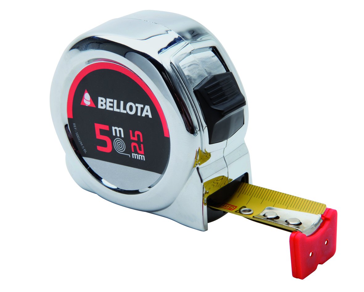 Bellota 50012M-5 BL Self-retracting Tape Measure 5 m with Tape 25 mm Wide and with Magnet. Tape Marked on Both Sides. Precision Level II