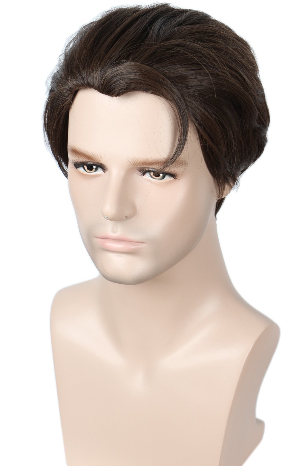 Linfairy Short Straight Nature Brown Cosplay Wig Halloween Costume Wig for Men