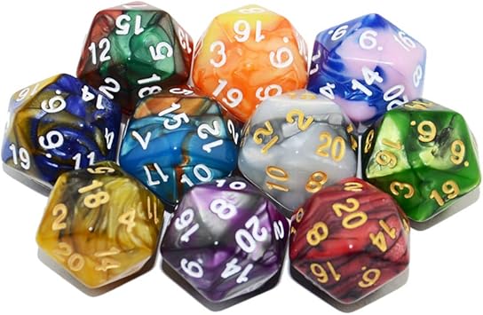 Starmall 10 Pack Two Color 20 Sided Dice D20 Polyhedral Dice Amazon Co Uk Toys Games