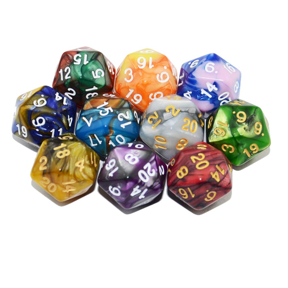 StarMall 10-Pack Two Color 20 Sided Dice D20 Polyhedral Dice
