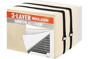 AMERBRO Window Air Conditioner Covers for Outside Unit to Protect AC and Winter Insulation, Waterproof & Snowproof AC Covers for Outside Window Units with 3 Layers Insulation, 21" W x 15" H x 16" D - Beige