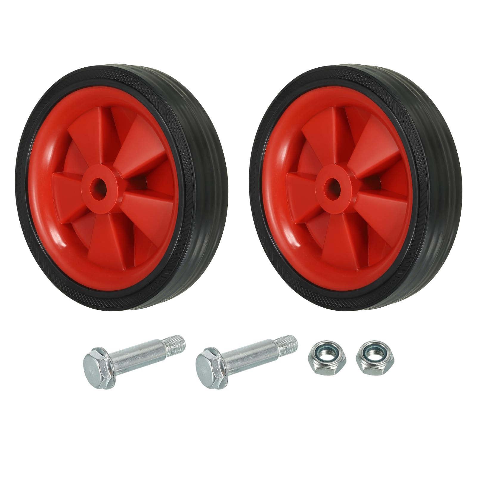 PATIKIL 6" Air Compressor Wheels, 2 Pcs Universal Air Compressor Wheel Replacement Parts with 0.5" Dia. Hole for Easy Mobility, Red