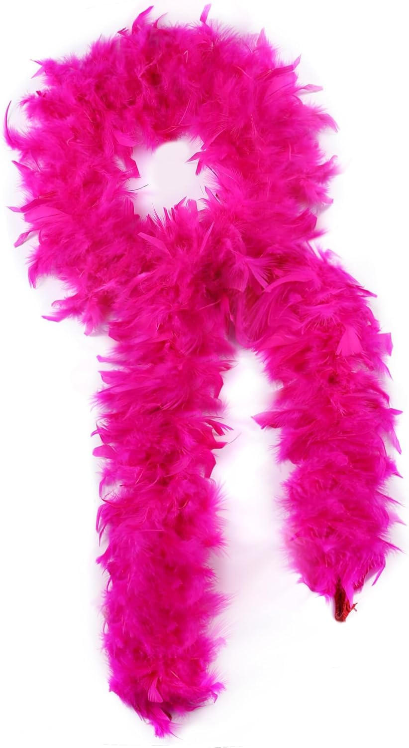 Larryhot Hot Pink Feather Boa - 2 Yards 60g Turkey Boa Feathers for Party Bulk,Christmas,Wedding Centerpieces,Costume,Concert,Pet and Home Decoration (Hot Pink) — image 1