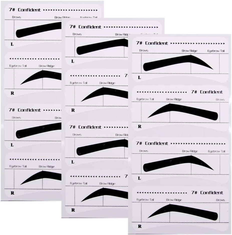 EBANKU Brow Stencil 20 Pairs Eyebrow Stencil Eyebrow Shape Eyebrows Template Guide Brow Grooming Beauty Tools (Confident)
