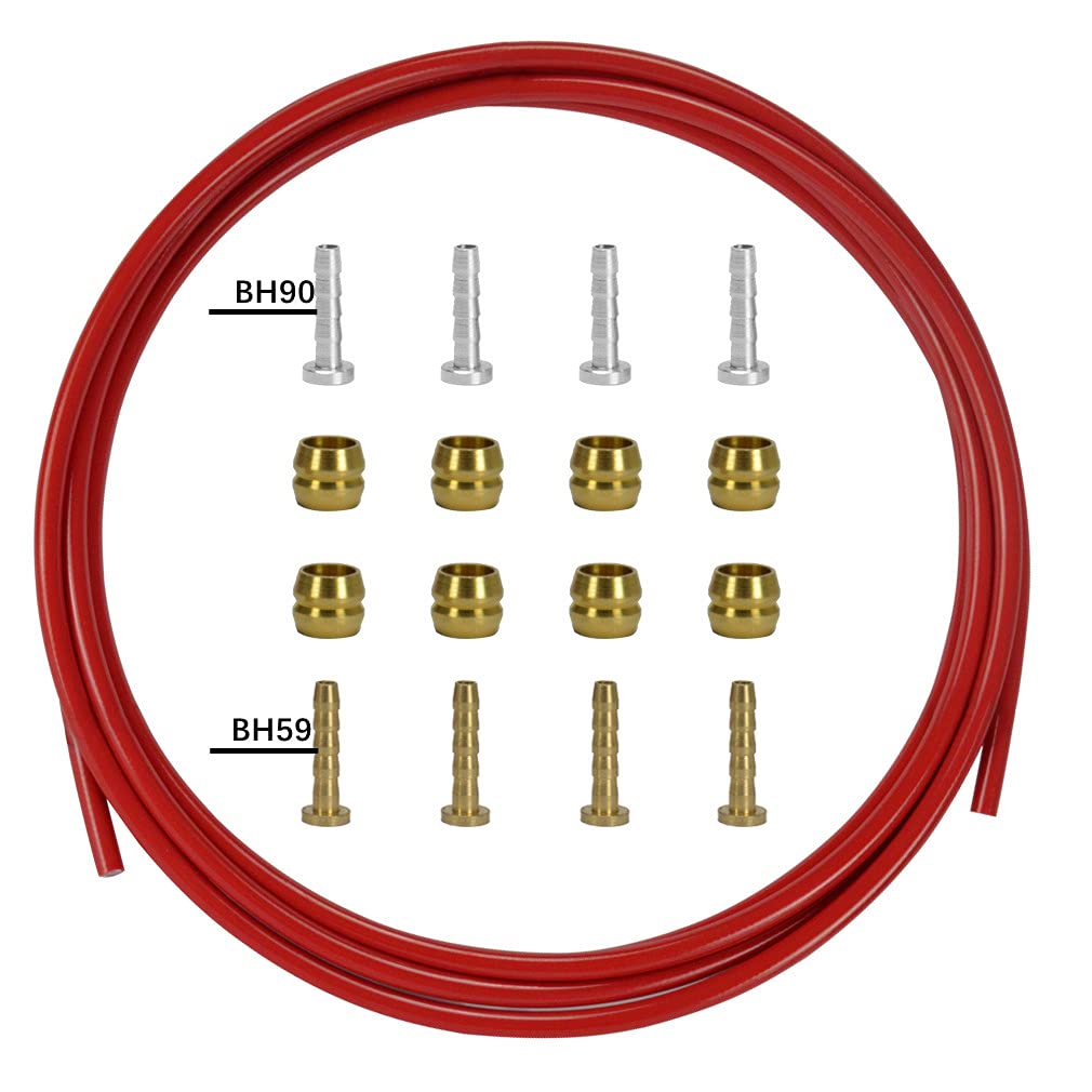 CYSKY Hydraulic Brake Hose Kit Bike Disc Brake Oil Tube 2500mm Bike Hydraulic Disc Brake Hoses Kit Brakes for SRAM/Shimano BH59 BH90 Mountain Bike Road Bicycle Red（10000psi）