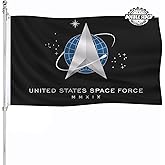 US Space Force 2x3 Outdoor Double Sided United States Flag Heavy Duty 3 Ply 100% Polyester Material with 2 Metal Grommets, 4 Rows of Stitching