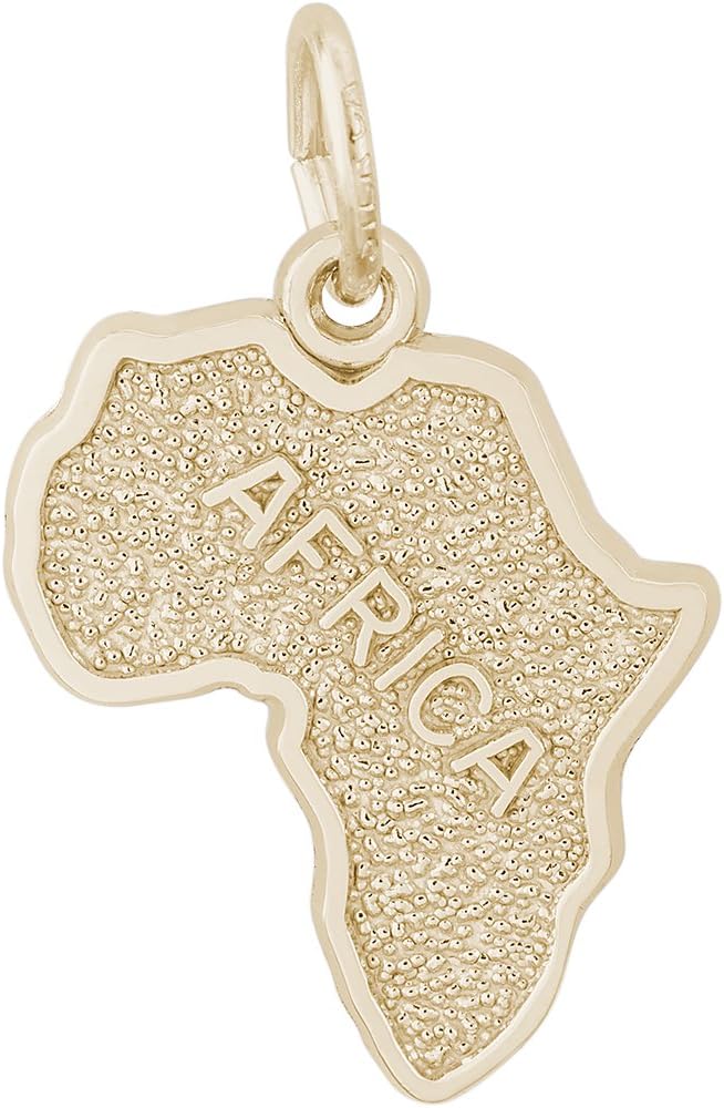 Rembrandt Charms 14K Yellow Gold Africa Map Charm on a 14K Yellow Gold Rope Chain Necklace