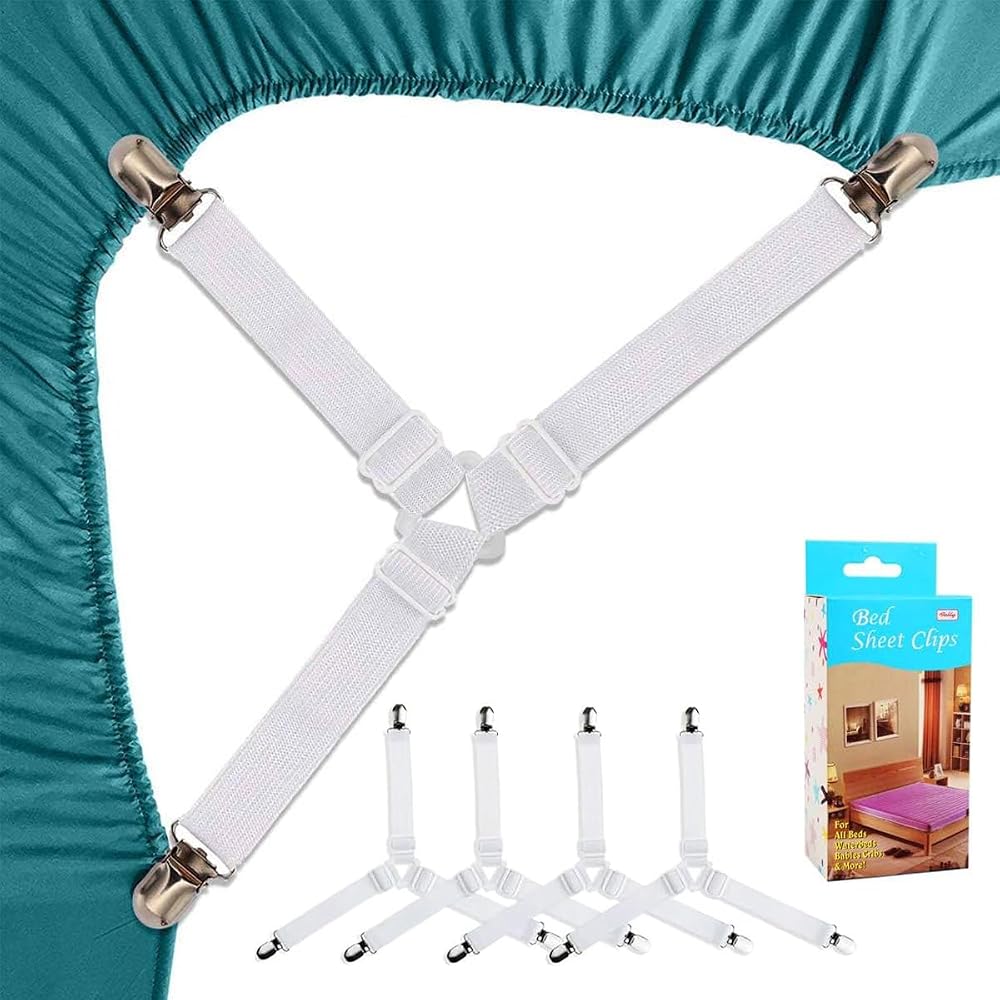 Felly Bed Sheet Clips 4 Pack, Triangle Straps & Fasteners for Mattress