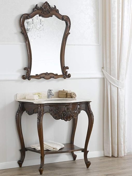 Simone Guarracino Luxury Design Waschtischkonsole Mit Spiegel Eleonor Italienischer Barock Stil Badmobel Set Walnuss Marmorplatte Creme Amazon De Kuche Haushalt