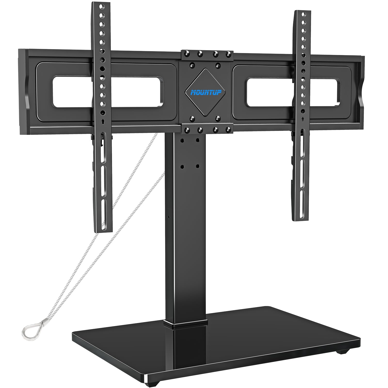 Photo 1 of MOUNTUP Universal TV Stand, Table Top TV Stands for 37 to 65, 70, 75 Inch Flat Screen TVs, Height Adjustable, Tilt, Swivel TV Mount with Tempered Glass Base Hold up to 88lbs, Max VESA 600x400mm MU0031