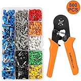 KANGORA Wire Crimping Tool Kit w/ 800 Terminal Connector Sleeves | Electricians, Contractors, Repair Support | Ferrule Crimper Pliers for Stripper, Wiring Projects