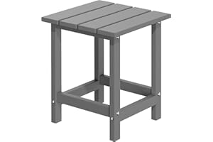 MUCHENGHY Adirondack Outdoor Side Table, 14.7" Patio Side Table Weather Resistant, HDPE Outdoor End Tables for Patio, Gray