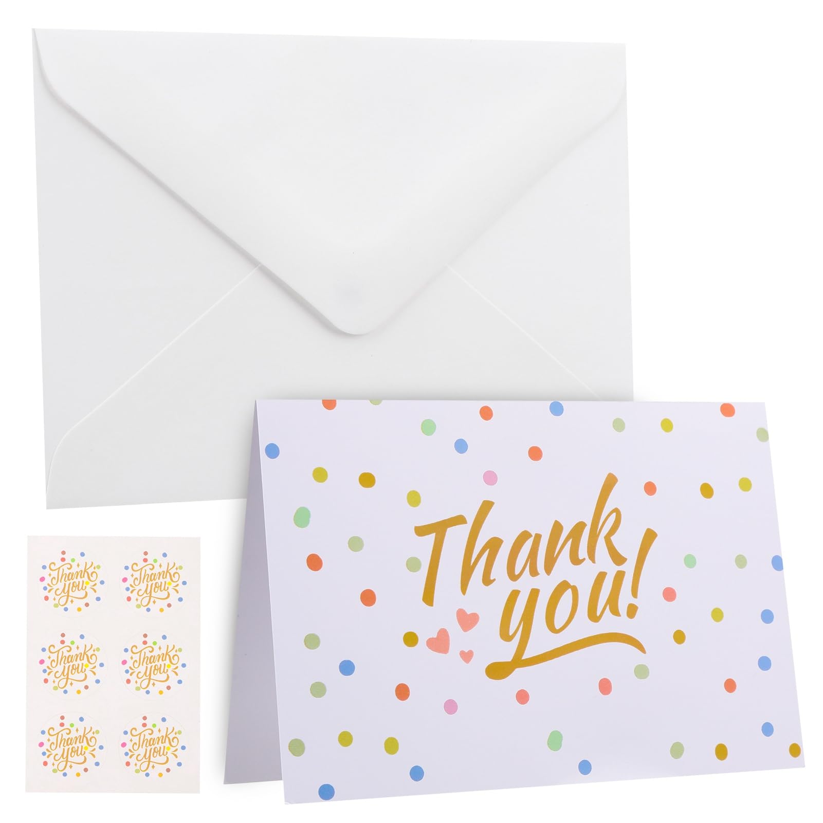 Xialvyu Thank You Cards with Envelopes and Stickers, 20 Pack Greeting Cards Multipack Blank Inside for Personal Messages for Teachers Weddings Kids
