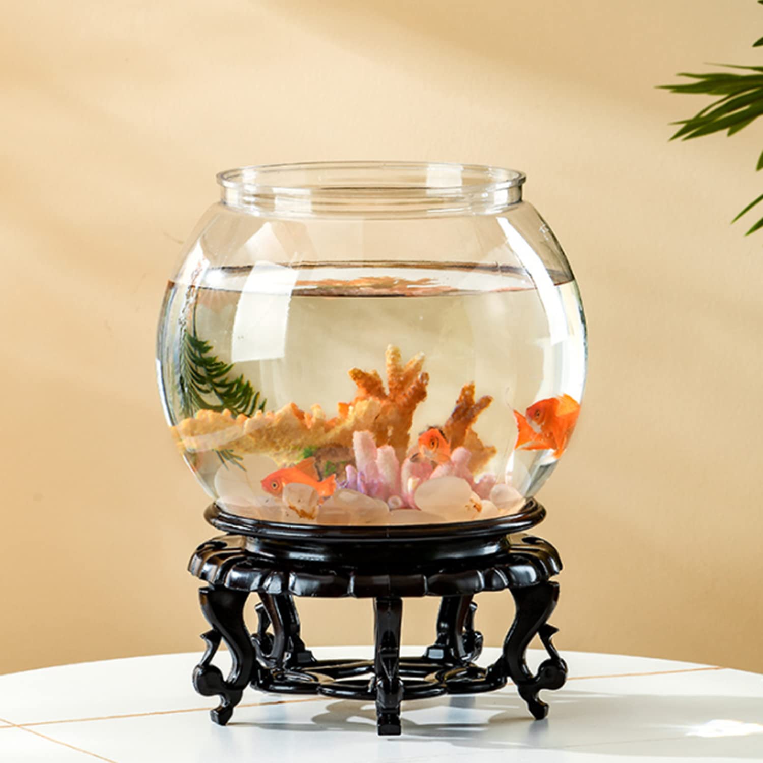 CiCixixi Aquarium Fish Bowls, Ball Aquarium, Shatterproof Plastic Fish Bowl, Small Round Fish Aquarium, 20 cm, with Stand, Shatterproof for Living Room, Home, Offices