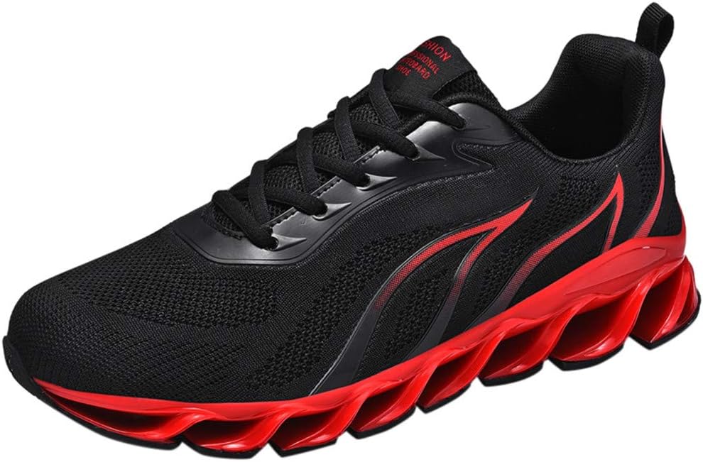 Haforever Men's Sneakers Breathable Running Shoes Lightweight Casual Athletic Walking Shoes Tennis Non Slip Sports Shoes Red