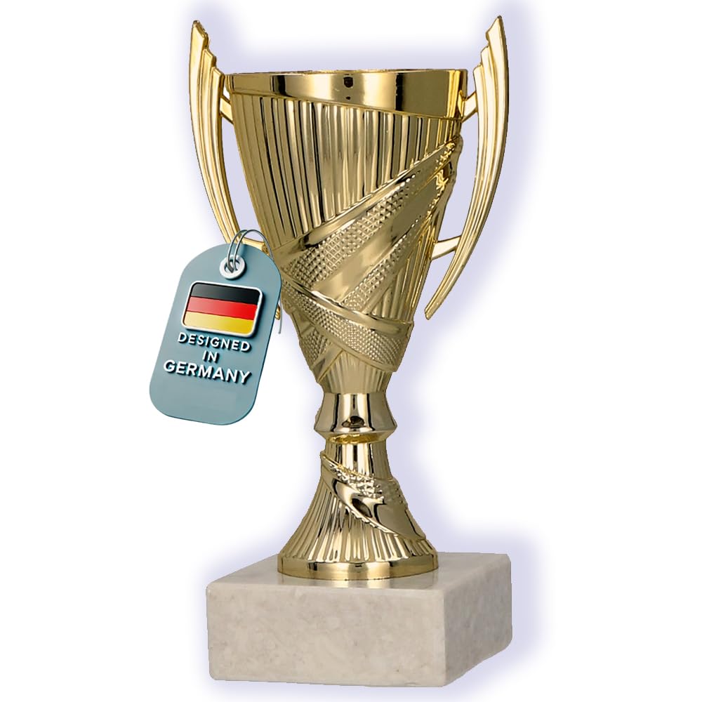 Larius Winning Cup with/Without Engraving (Customizable) - Marble Base Football Trophy - 3 Colours, Gift & Honor Prize for Tournaments, Kids, Clubs