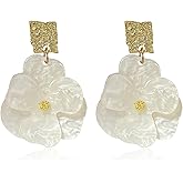 Solighter Bohemian Acrylic Resin Flower Stud Earrings for Women Summer Retro Flower Dangle Drop Earrings Statement Jewelry