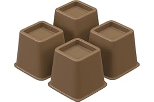 Lufia Bed Furniture Risers 3 Inch Heavy Duty Bed Lifts Risers for Sofa, Table, Couch, Chair or Desk, Set of 4 Bed Lifts(3 inch, Brown)