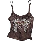 SOLY HUX Women's Y2k Gothic Graphic Cami Crop Tops Spaghetti Strap Summer Camisole