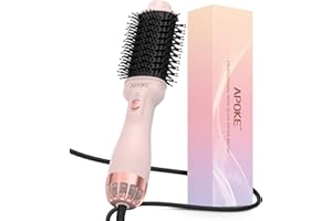 APOKE Hair Blow Dryer Brush One Step Hot Air Brush with Negative Ion Anti-frizz Blowout 4 in 1 Hair Dryer and Styler Volumizer for Drying Straightening Curling Volumizing Hair (Pink)