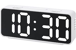 Digital Alarm Clock Adjustable Brightness, Dual Alarms, USB Charging Ports for Bedroom/Dorm 5.1" L x 1.0" W x 2.2" H White