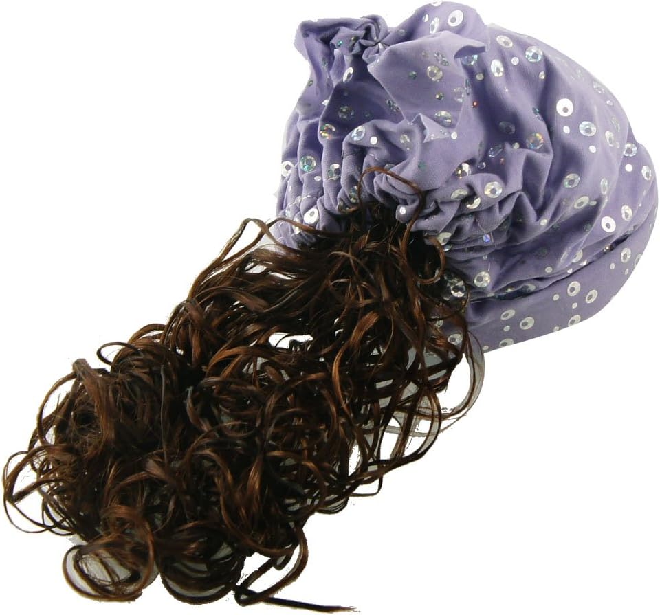 Rosallini Purple Headband Short Brown Hairpiece Curly Wig Hat Hairband