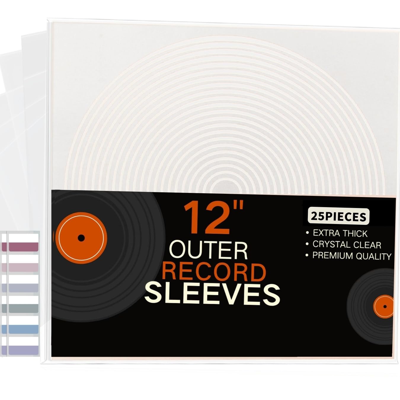 25 x Vinyl Record Outer Sleeves 12" LP|Extra Thick 140 Micron|With Sticky Notes|Glass Clear & Made From Polypropylene | Fit Single Albums LPs