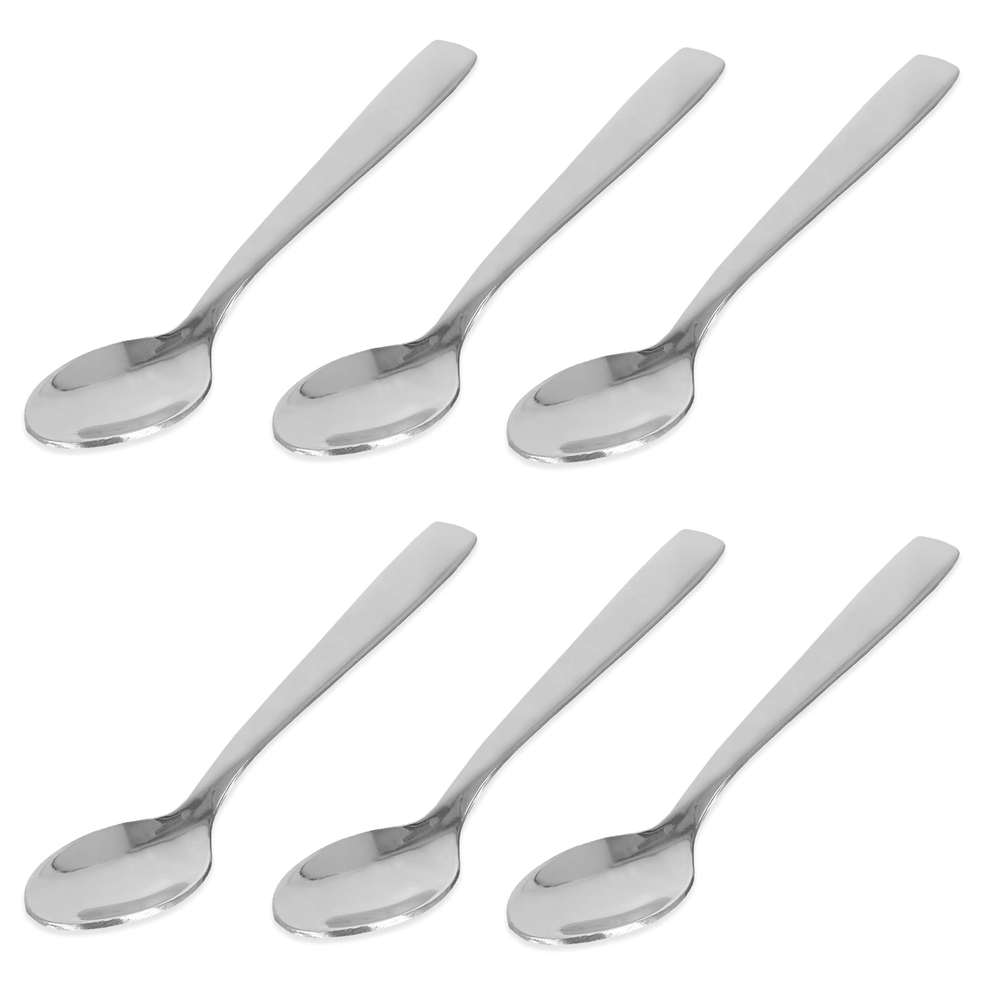 Quttin - Set of 6 Stainless Steel Tea Spoons, 1.5 mm, Sanded and Polished Edges, Mirror Polished, Madrid Collection