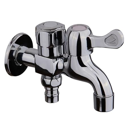 Zirtaps Verchromte Kupfer Doppelauslauf Waschmaschine Wasserhahn Waschbecken Wasserhahn Einzelne Kaltwasser Bibcock - Separat