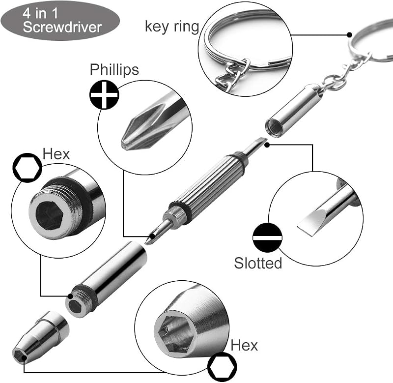 Kit de réparation de lunettes, 1100 petites vis et 5 paires de plaquettes de nez en acier inoxydable avec micro tournevis, pince à épiler pour lunettes, lunettes de soleil, montre — photo 5 sur 7
