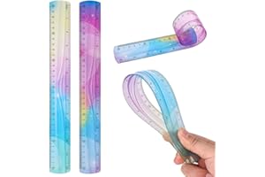Flexible Rulers Set Bendable Soft Plastic with Inches and Metric Unbreakable Bendy for Students School Classroom Office
